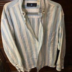 Men's Striped Shirt - Blue and White